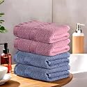 Heart Home Pack of 2 Cotton Hand/Face Towels for Men &amp; Women | Easily Washable | Workout Gym Napkins for Men | Pocket Towel - Dark Blue &amp; Golden