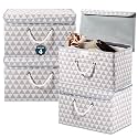 Heart Home Multipurpose Storage Box For Wardrobe With Lid &amp; Handle | Large Space-Saving Container Boxes For Storage Clothes - Ideal For Bathroom &amp; Kitchen | Check Print - Black