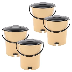 heart home pack of 4 plastic dustbin for home with pedal lid amp handle  7 ltr dustbin for kitchen bathroom amp office  garbage bin for wet or dry waste  ultra- cream amp black