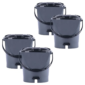 heart home pack of 4 plastic dustbin for home with pedal lid amp handle  7 ltr dustbin for kitchen bathroom amp office  garbage bin for wet or dry waste  check dhakkan- grey amp black