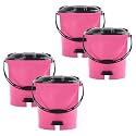 Heart Home Pack of 4 Plastic Dustbin for Home with Pedal, Lid &amp; Handle | 7 Ltr Dustbin for Kitchen, Bathroom &amp; Office | Garbage Bin for Wet or Dry Waste | Ultra- Pink &amp; Black