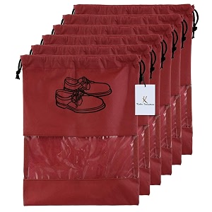 heart home shoe coverstring bag organizershoe print amp non woven materialtransparent windowsize 43 x 30 cm pack of 6 maroon-heart5219