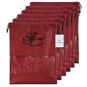 Heart Home Shoe Cover/String Bag Organizer|Shoe Print &amp; Non Woven Material|Transparent Window|Size 43 x 30 Cm Pack of 6 (Maroon)-HEART5219