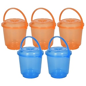 heart home bucket  plastic bucket for mopping  bucket for cleaning  storage container bucket  water storage bucket  bathroom bucket  plain bucket  5 ltr  transparent