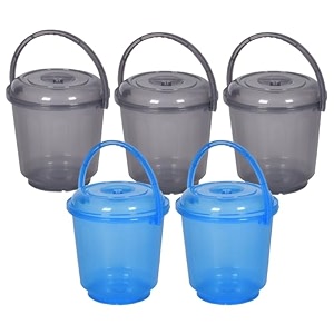 heart home bucket  plastic bucket for mopping  bucket for cleaning  storage container bucket  water storage bucket  bathroom bucket  plain bucket  5 ltr  transparent