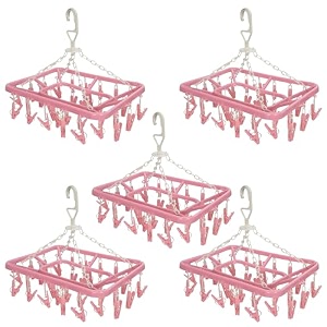 heart home cloth drying hanger rack 32 clips360 degree portable amp rotatable clipsspace saving travel amp durable plasticsize 40 x 38 x 30 cm pink-hheart15539