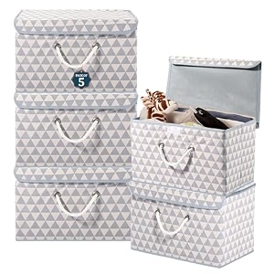 heart home multipurpose storage box for wardrobe with lid amp handle  large space-saving container boxes for storage clothes - ideal for bathroom amp kitchen  check print - black