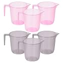 Heart Home Pack of 18 Bathroom Mug | Multipurpose Bath Rinse Mug for Bathroom | Reusable Bath Mug | Wash Mug for Toilet | Mug for Washroom | 1100 ML | Transparent | Pink &amp; Gray