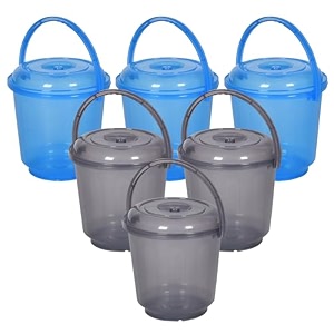 heart home bucket  plastic bucket for mopping  bucket for cleaning  storage container bucket  water storage bucket  bathroom bucket  plain bucket  5 ltr  transparent