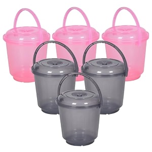 heart home bucket  plastic bucket for mopping  bucket for cleaning  storage container bucket  water storage bucket  bathroom bucket  plain bucket  5 ltr  transparent