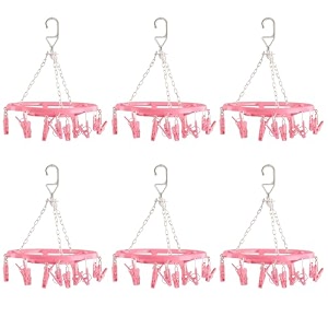 heart home cloth drying hanger  16 clips baby drying pegs  360 degree rotatable hanger  clip stand for cloth  round cloth drying stand  pink