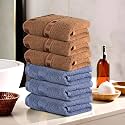 Heart Home Pack of 6 Cotton Hand/Face Towels for Men &amp; Women | Easily Washable | Workout Gym Napkins for Men | Pocket Towel - Dark Blue &amp; Golden