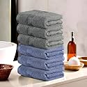 Heart Home Pack of 2 Cotton Hand/Face Towels for Men &amp; Women | Easily Washable | Workout Gym Napkins for Men | Pocket Towel - Dark Blue &amp; Grey