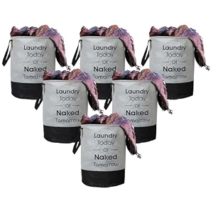 heart home waterproof round non wovan laundry baghampermetalic printed with handlesfoldable bin amp 45 liter capicitysize 37 x 37 x 49 pack of 1 grey amp black-heartxy11446