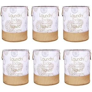 heart home foldable laundry basket for clothes  non-woven round laundry basket  washing clothes storage basket  toy storage organizer  45 ltr  golden dot  black