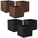 Heart Home (Pack of 6) Foldable Storage Box | Multipurpose Storage Organizer For Clothes | Plain Wardrobe Organizer for Book, Stationary &amp; Toys | 11 Inch | Black &amp; Brown