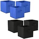 Heart Home (Pack of 6) Foldable Storage Box | Multipurpose Storage Organizer For Clothes | Plain Wardrobe Organizer for Book, Stationary &amp; Toys | 11 Inch | Black &amp; Royal Blue