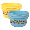 Heart Home Pack of 6 Multipurpose Bath Tub for Bathroom | 40 Liters Suitable for Indoor and Outdoor Use | Durable Tub for Washing Clothes &amp; Utensils | Flower Print -Yellow &amp; Blue