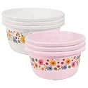 Heart Home Pack of 6 Multipurpose Bath Tub for Bathroom | 40 Liters Suitable for Indoor and Outdoor Use | Durable Tub for Washing Clothes &amp; Utensils | Flower Print -Pink &amp; Blue