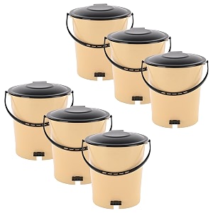heart home pack of 6 plastic dustbin for home with pedal lid amp handle  7 ltr dustbin for kitchen bathroom amp office  garbage bin for wet or dry waste  ultra- cream amp black