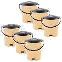 Heart Home Pack of 6 Plastic Dustbin for Home with Pedal, Lid &amp; Handle | 7 Ltr Dustbin for Kitchen, Bathroom &amp; Office | Garbage Bin for Wet or Dry Waste | Ultra- Cream &amp; Black