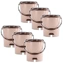 Heart Home Pack of 6 Plastic Dustbin for Home with Pedal, Lid &amp; Handle | 7 Ltr Dustbin for Kitchen, Bathroom &amp; Office | Garbage Bin for Wet or Dry Waste | Check Dhakkan- Cream &amp; Brown