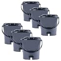 Heart Home Pack of 6 Plastic Dustbin for Home with Pedal, Lid &amp; Handle | 7 Ltr Dustbin for Kitchen, Bathroom &amp; Office | Garbage Bin for Wet or Dry Waste | Check Dhakkan- Grey &amp; Black