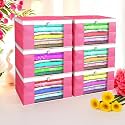 Heart Home (Pack of 12) Saree Covers | Foldable Storage Bag for Almirah &amp; Wardrobe | Non-Woven Saree Bags (9 Inch) Clothes Bag for Women (White Piping) Sari Cover Bags | Pink