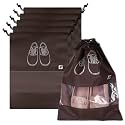 Heart Home Pack of 6 Shoe Bags Cotton Shoe Storage Bags | Storage Organizers Set | Shoes Cover with Transparent Window Coffee