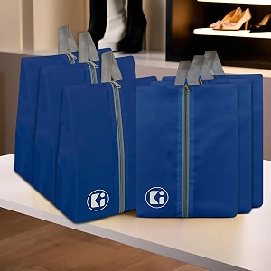 heart home pack of 6 travel organizer  travel carrying bag  toiletry pouch with zipper  shoe cover for travel-hiking-adventure  multipurpose storage organizer bag  royal blue