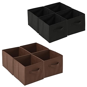 heart home pack of 8 foldable storage box  multipurpose storage organizer for clothes  plain wardrobe organizer for book stationary amp toys  11 inch  black amp brown