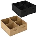 Heart Home (Pack of 8) Foldable Storage Box | Multipurpose Storage Organizer For Clothes | Plain Wardrobe Organizer for Book, Stationary &amp; Toys | 11 Inch | Black &amp; Beige
