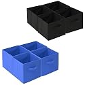 Heart Home (Pack of 8) Foldable Storage Box | Multipurpose Storage Organizer For Clothes | Plain Wardrobe Organizer for Book, Stationary &amp; Toys | 11 Inch | Black &amp; Royal Blue