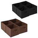 Heart Home (Pack of 8) Foldable Storage Box | Multipurpose Storage Organizer For Clothes | Plain Wardrobe Organizer for Book, Stationary &amp; Toys | 11 Inch | Black &amp; Brown