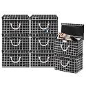 Heart Home Pack of 8 Multipurpose Storage Box For Wardrobe With Lid &amp; Handle | Large Space-Saving Container Boxes For Storage Clothes - Ideal For Bathroom &amp; Kitchen | Check Print - Black