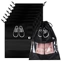 Heart Home Pack of 8 Shoe Bags Cotton Shoe Storage Bags | Storage Organizers Set | Shoes Cover with Transparent Window Black