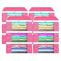 Heart Home (Pack of 12) Saree Covers | Foldable Storage Bag for Almirah &amp; Wardrobe | Non-Woven Saree Bags (9 Inch) Clothes Bag for Women (White Piping) Sari Cover Bags | Pink