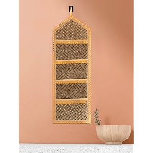 heart home paper holder  foldable hanging organizer  pvc shining leaf design document holder  wall hanging organizer with 3 pocket  golden