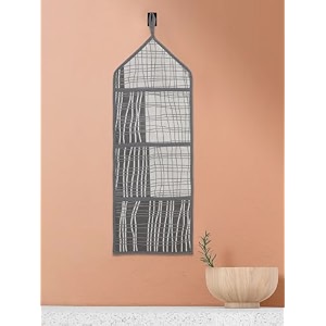 heart home paper holder  foldable hanging organizer  pvc lining design magazine holder  document organizer  wall hanging letter holder with 3 pocket  gray
