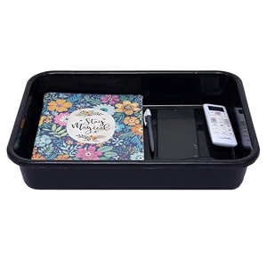 heart home plastic stationery tray for desk  tray for kitchen counter amp file  document storage box for office use  large  black