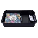Heart Home Plastic Stationery Tray for Desk | Tray for Kitchen Counter & File | Document Storage Box for Office Use | Large | Black