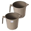 Heart Home Plastic Lightweight, Unbreakable Bathroom Mug 1.5 Litre- Pack of 2 (Light Brown) 54HH3917.