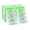 Kuber Industries Pack of 2 Drawer Stationary Oragnizers for Desk &amp; Pen Holder For Study Table | 4-Tier Pencil Box for Students | Dots-White&amp;Green