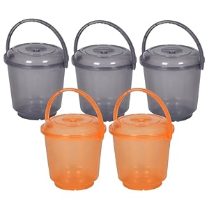 heart home bucket  plastic bucket for mopping  bucket for cleaning  storage container bucket  water storage bucket  bathroom bucket  plain bucket  5 ltr  transparent