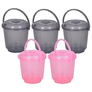 heart home bucket  plastic bucket for mopping  bucket for cleaning  storage container bucket  water storage bucket  bathroom bucket  plain bucket  5 ltr  transparent