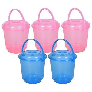 heart home bucket  plastic bucket for mopping  bucket for cleaning  storage container bucket  water storage bucket  bathroom bucket  plain bucket  5 ltr  transparent
