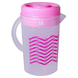 heart home printed plastic water jug with lid 2ltr pink