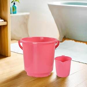 heart home plastic bucket for bathroom  strong bucket for bathing  water storage bucket  18 ltr  pack of 2  multi