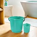 Heart Home (Set of 2) Bathroom Set | Bucket and Mug Bath Set for Bathroom | 2 Pieces Bucket 16 Litre &amp; 2 Pieces Mug 1500 ml | Green