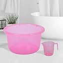 Heart Home Set of 2 Bathroom Combo Set | Bathroom Set | Tub-25 L &amp; Mug-1100 ml Bathing Set for Bathroom | Modern Bathroom Accessories Set | Transparent Pink